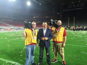 Class of 2003 graduate David Mulligan working at Super Bowl XLIX in Phoenix, Arizona in 2015.