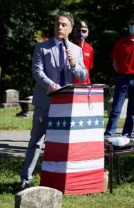 Mr. Aidala giving the yearly keynote talk at the gravesite of Uncle Sam (2020).