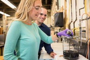 Dr. Sheila Goodman constructing composite smart paper with her advisor.