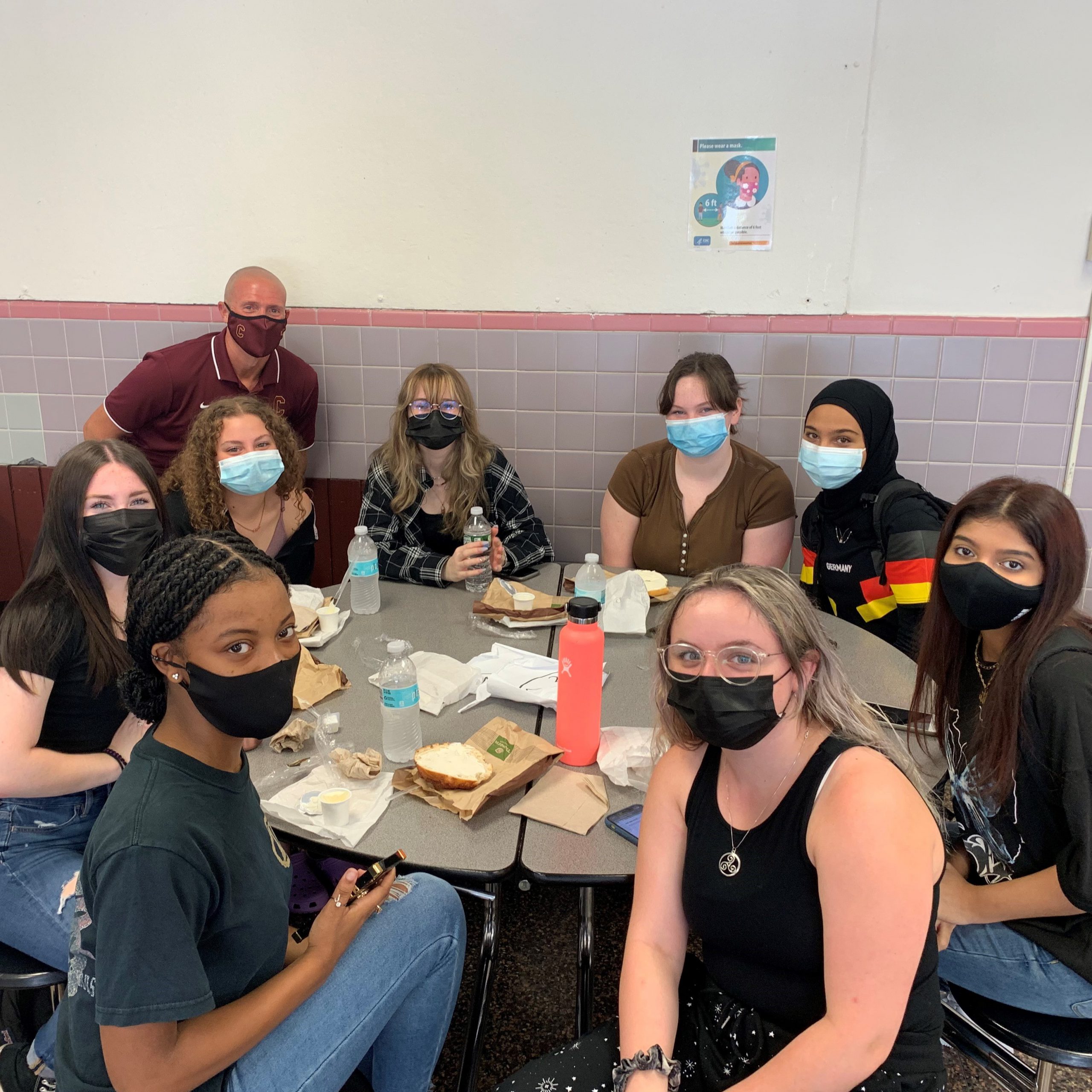 Principal Kachadurian has breakfast with students