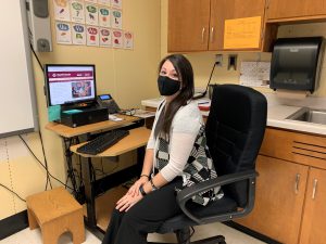 Roessleville Elementary Speech Therapist Stephanie Reese at work on Friday, November 19.