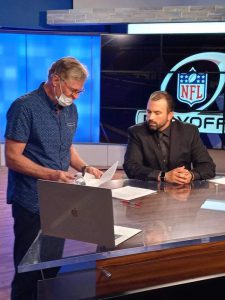 Mr. Grady working closely with broadcaster Dan Patrick at the Dan Patrick School of Sportscasting at Full Sail University.