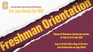 CCHS freshman orientation flyer for the Class of 2026.