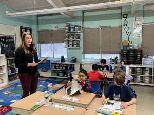 Teacher with her students 