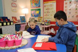 Students reading in class