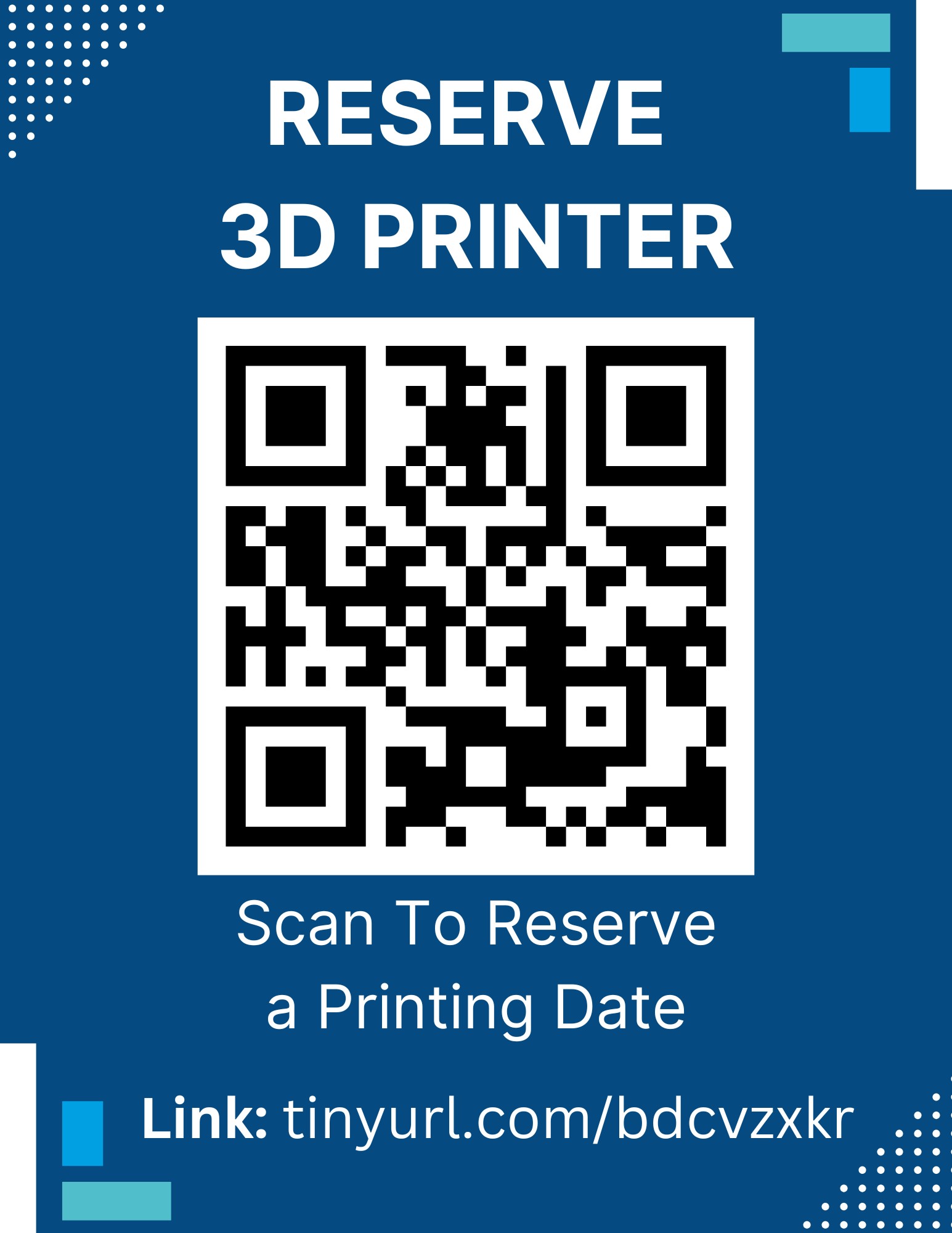 QR code 3D print reservations QR code 3D print reservations