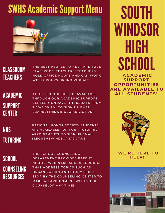 Academic Support Menu