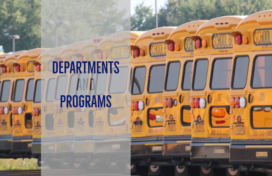 Departments and Porgrams with bus background