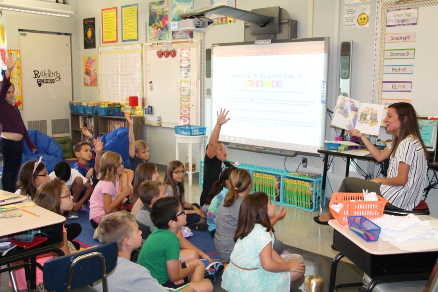 Teacher reading to students