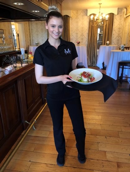 High School student working as a server