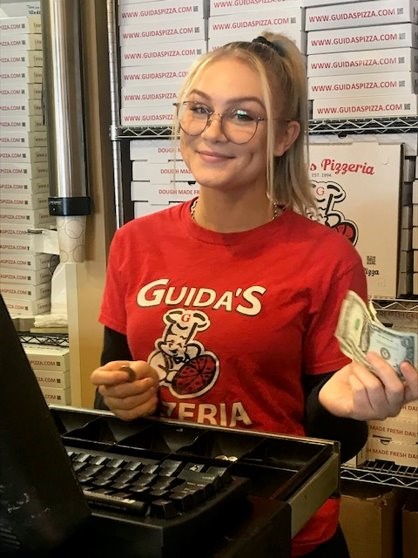 High School student working at restaurant