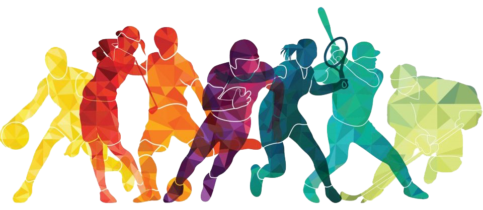 Profile of sports figures in multiple colors.