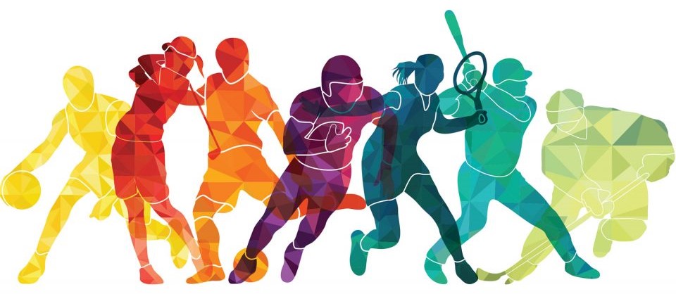 Profile of sports figures in multiple colors.