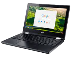 Image of a chromebook with an image of a Google web search page on the screen.