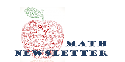 Many different math symbols put together in the shape of an apple. Title reads "Math Newsletter".