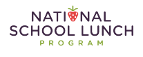 Title that reads "National School Lunch Program". The 'o' in national is a strawberry. Title that reads "National School Lunch Program". The 'o' in national is a strawberry.