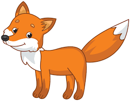 Cartoon of an orange fox standing.