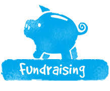 Piggy bank on top of a block reading "Fundraising".