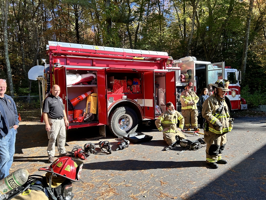 Firefighters talking with WSS students