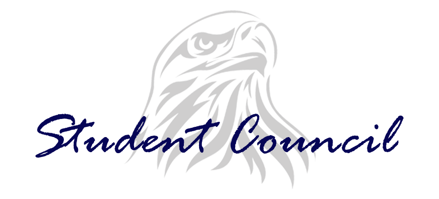 Title that reads "Student Council". Behind this is a watermark of the school's mascot, an eagle's head.