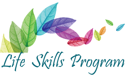 Rainbow of leaves with the title "Life Skills Program".