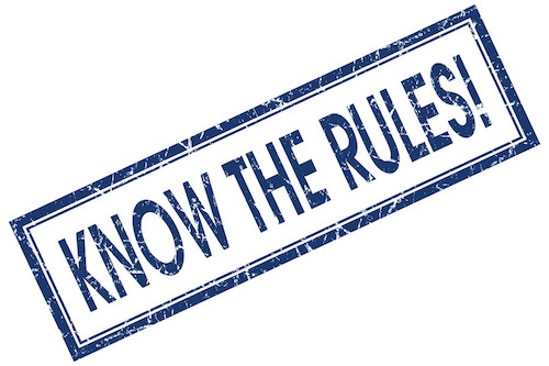 Sign that reads 'Know the Rules!'