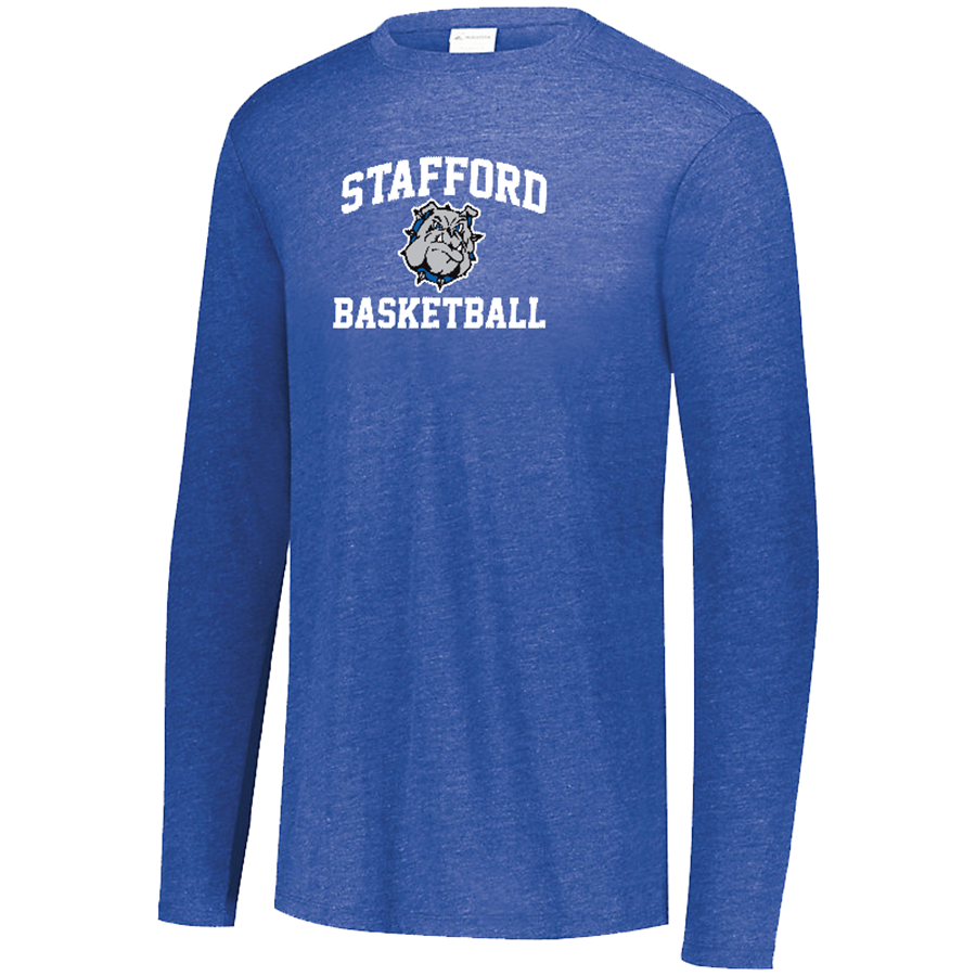Blue long sleeve shirt with the high school mascot (bulldog) in between "Stafford... Basketball".