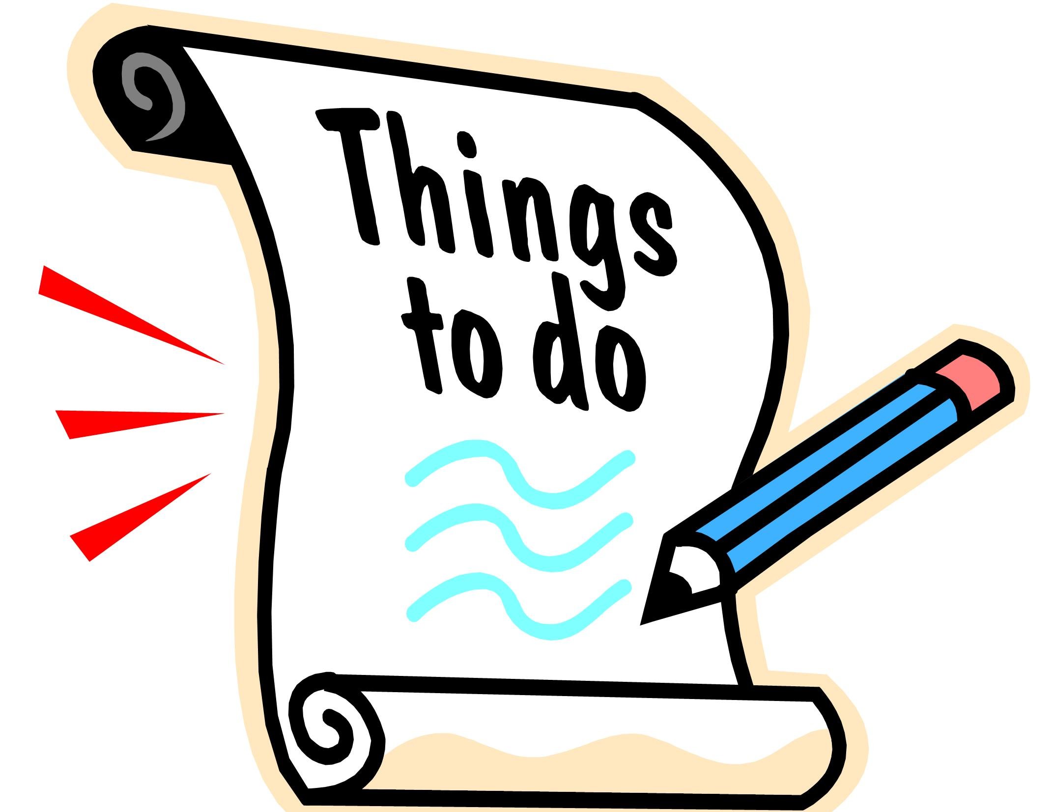 A pencil in front of a scroll writing "Things to Do".