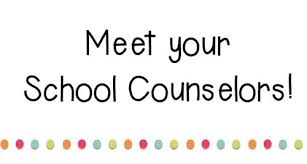 Title that reads "Meet your School Counselors!". Below is a row of small colored dots.