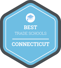 Hexagon that reads "Best Trade Shows" over "Connecticut". In the top of the hexagon is a small circle with a graduation cap inside. Hexagon that reads "Best Trade Shows" over "Connecticut". In the top of the hexagon is a small circle with a graduation cap inside.