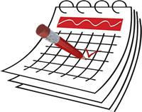 Image of a calendar with a pencil making a checkmark.