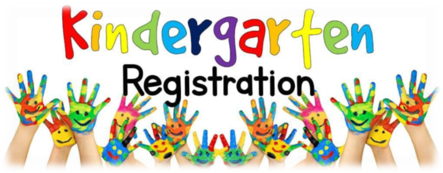 Banner with children's hands painted with smiley faces and reaching up towards the colorful letters that reads "Kindergarten Registration". Banner with children's hands painted with smiley faces and reaching up towards the colorful letters that reads "Kindergarten Registration".