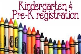 Pre-K and Kindergarten Registration Banner with colorful crayons arranged in a wave pattern Pre-K and Kindergarten Registration Banner with colorful crayons arranged in a wave pattern