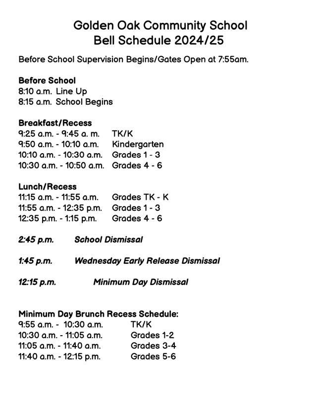 Bell Schedule