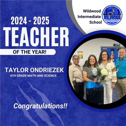 Congratulations to the teacher of the year. Taylor Ondriezek