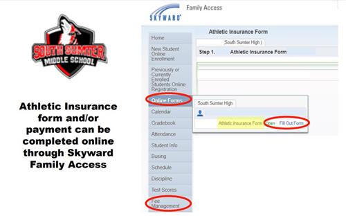 An image describing how to purchase school insurance in Skyward