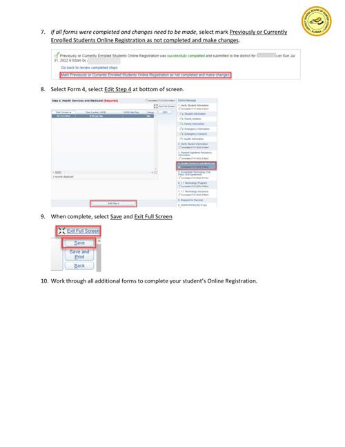 Page 2 of image for how to update registration forms on Skyward