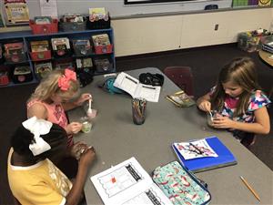 Students performing Science Experiment 