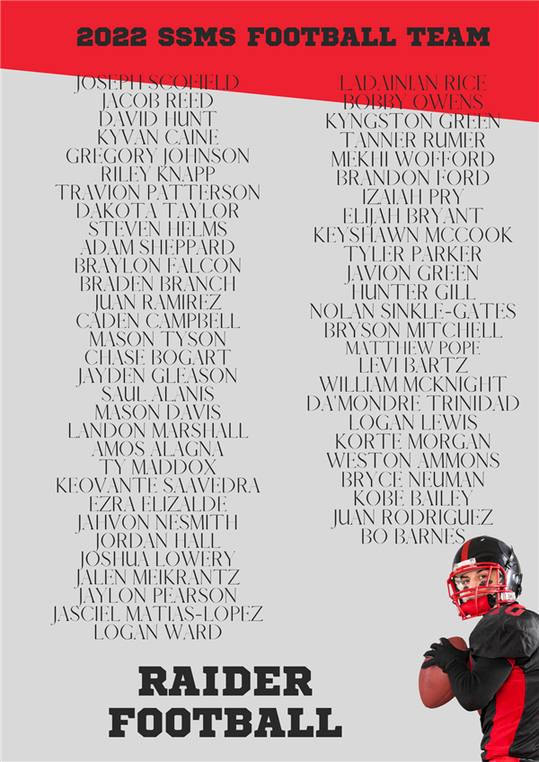 2022 SSMS FOOTBALL TEAM ROSTER
