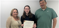 Sachem High School East student Scarlett Stroup with teacher and Principal. thumbnail267030