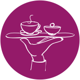 CTE Culinary Arts Icon showing a waiter holding a plate of food