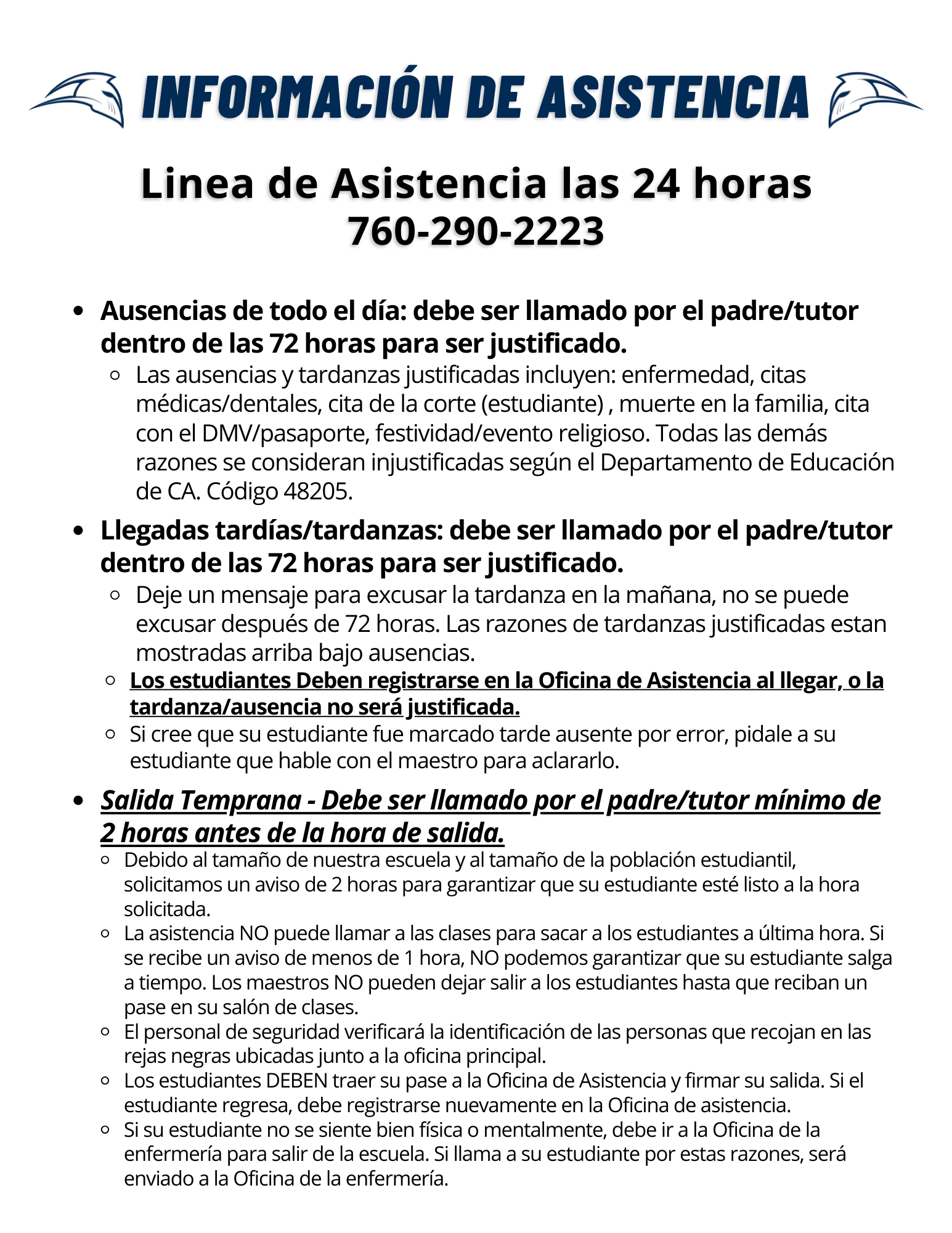 Spanish Attendance FAQ's