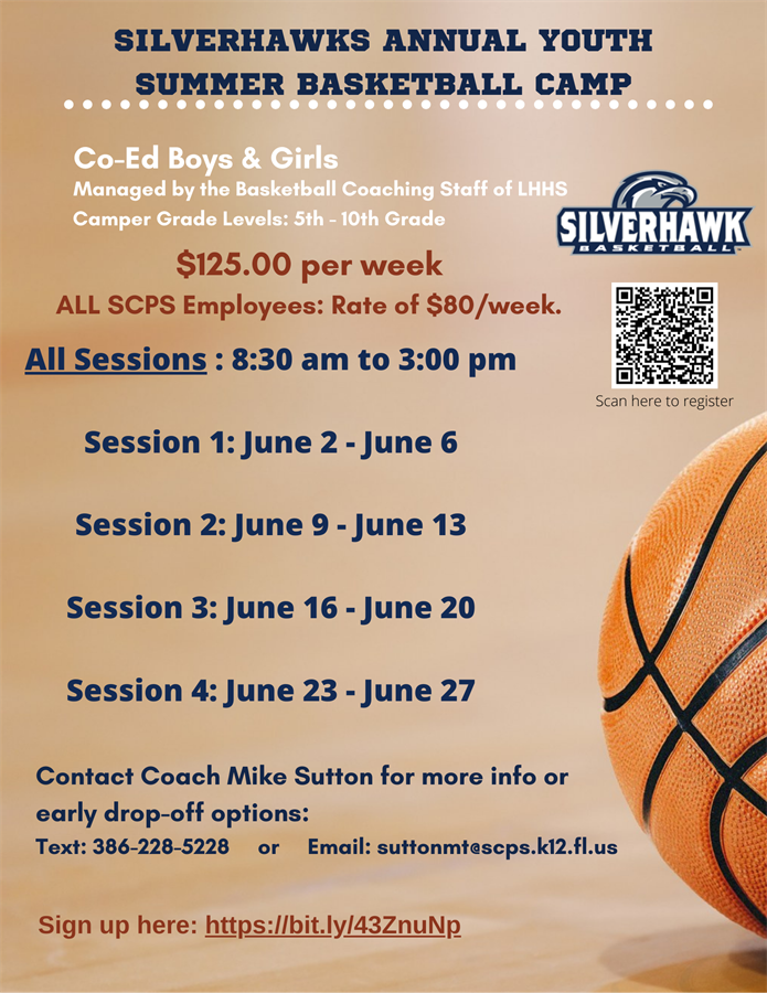 Basketball Camp Information and QR Code