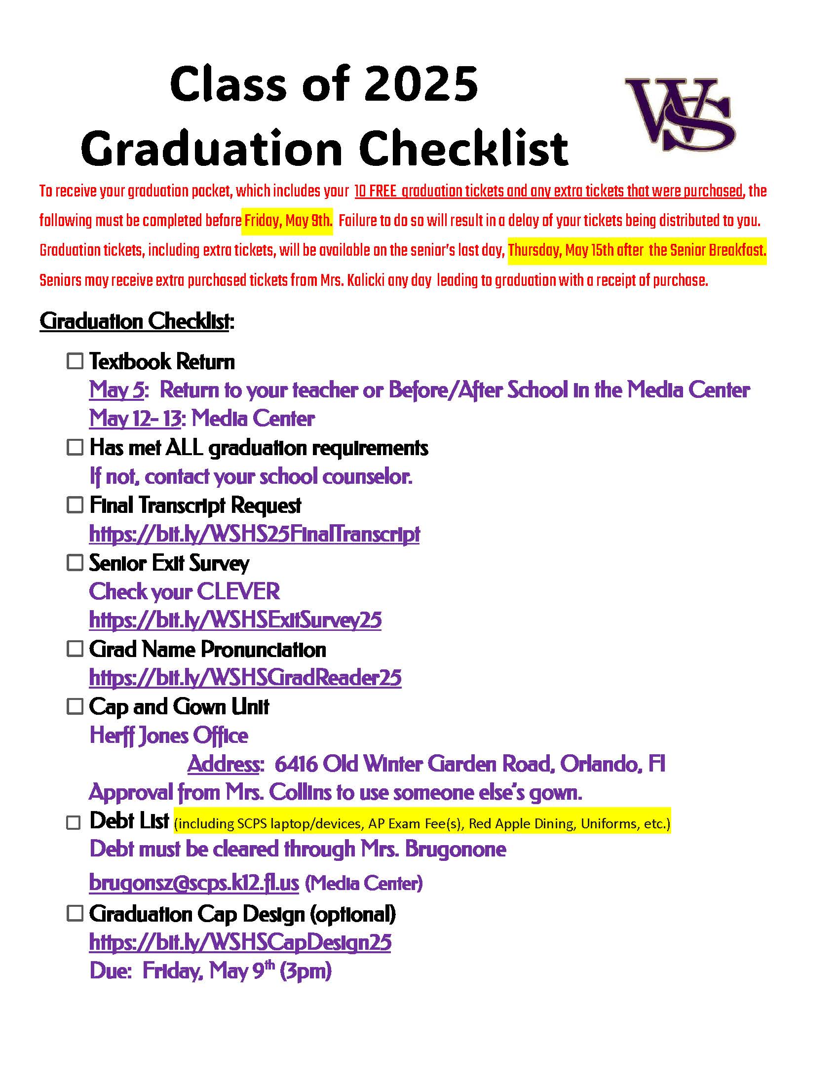 grad checklist
