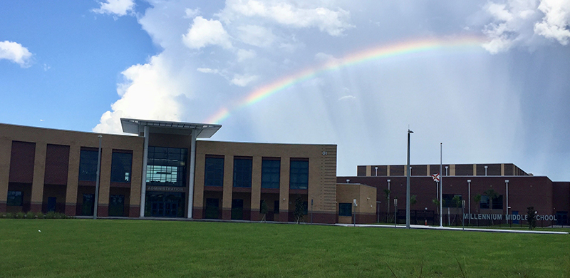 rainbow over the school