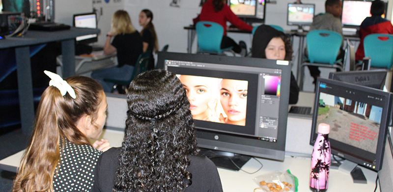 Students at computer