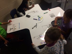 students at whiteboard desk students at whiteboard desk