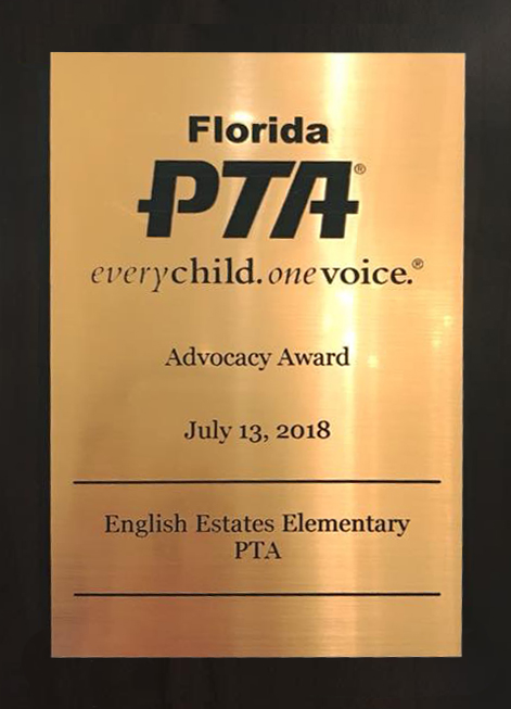 English Estates PTA receives Florida PTA 2017-18 Advocacy Award