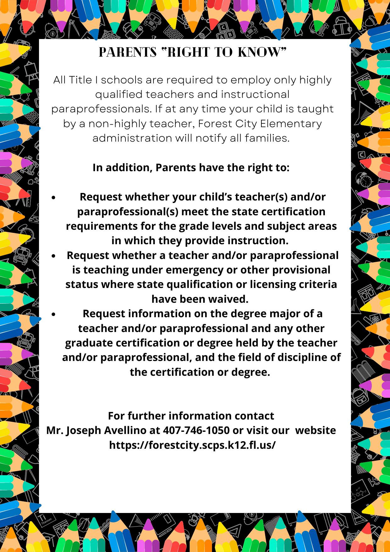 Parents rights to know