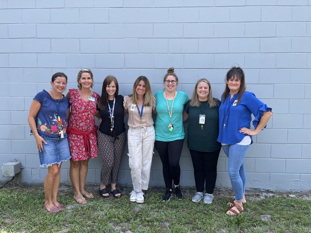 First Grade left to right Mrs. Becker, Mrs. Strittmatter, Ms. Pepper, Mrs. McGlynn, Miss Jenny, Mrs. Segretario, and Ms. Paranzino
